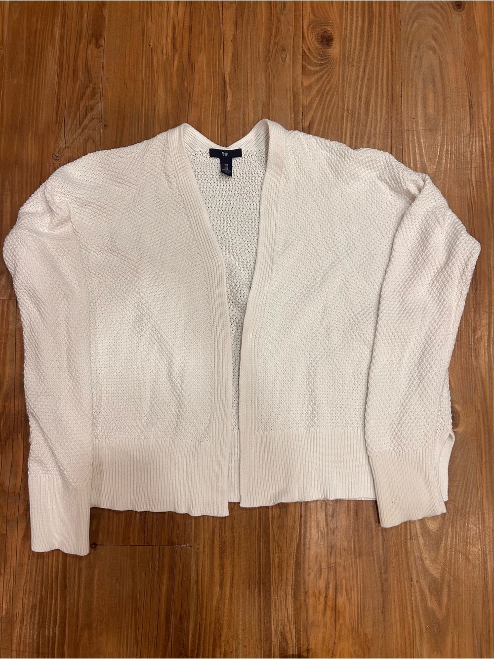 GAP White Open-Front Textured Cardigan